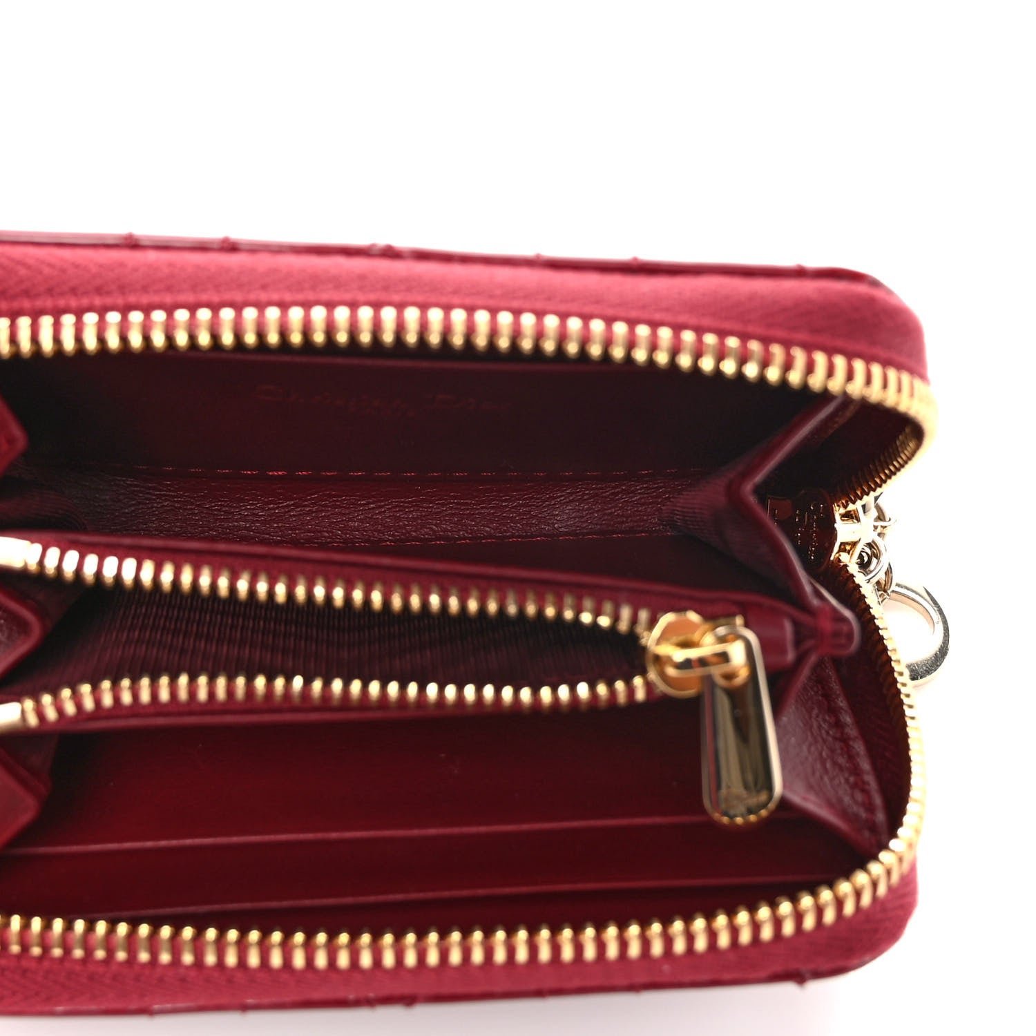 Christian Dior Patent Cannage Small Lady Dior Voyageur Coin Purse Cherry Red 5 of 7