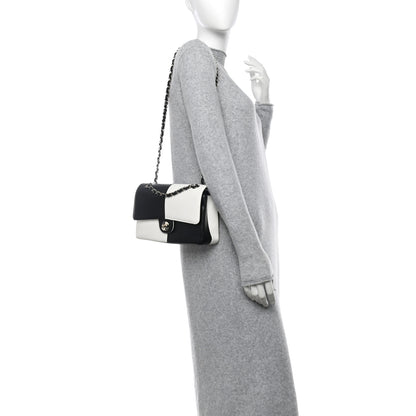 Chanel Lambskin Geometric Patchwork Medium Double Flap White Black 2 of 13