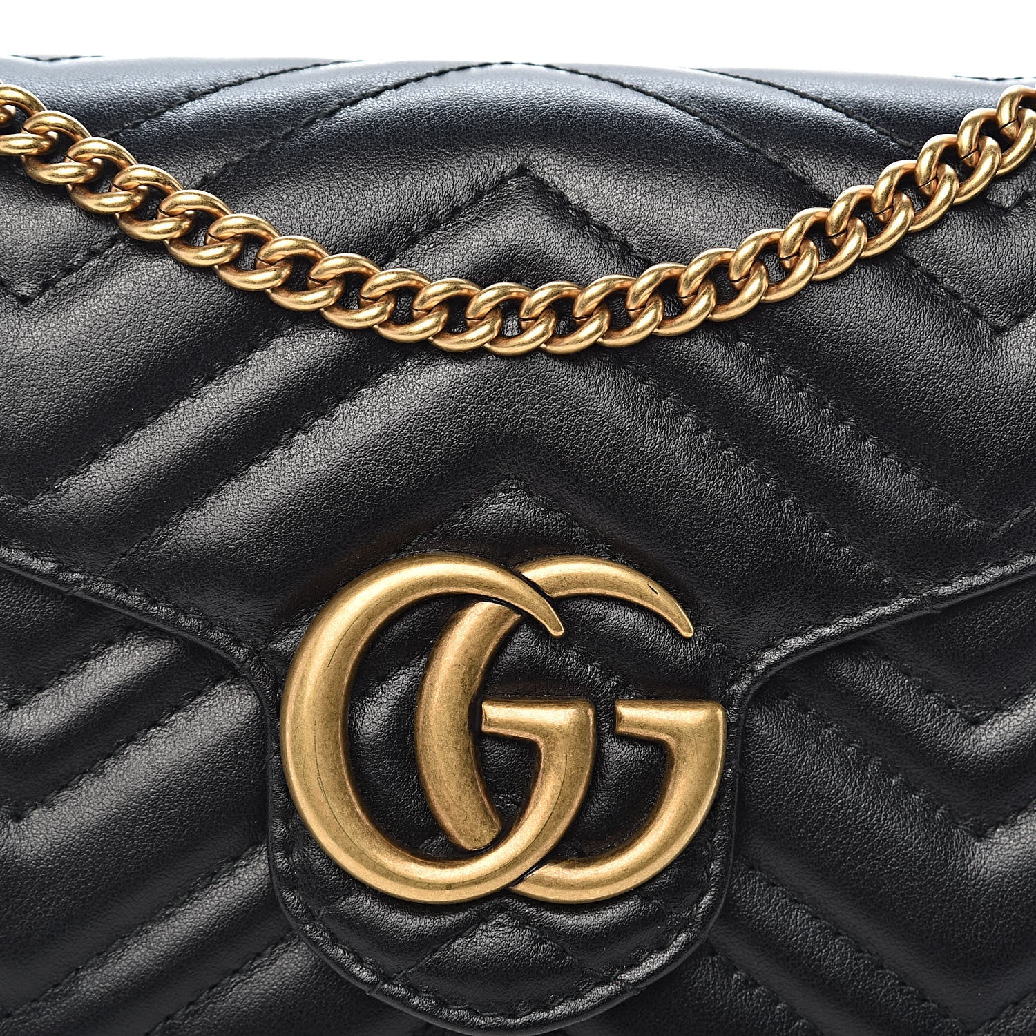 Gucci Calfskin Matelasse GG Marmont Chain Wallet Black 10 of 10