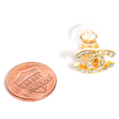 Chanel Crystal CC Logo Clip On Earrings Gold 2 of 4