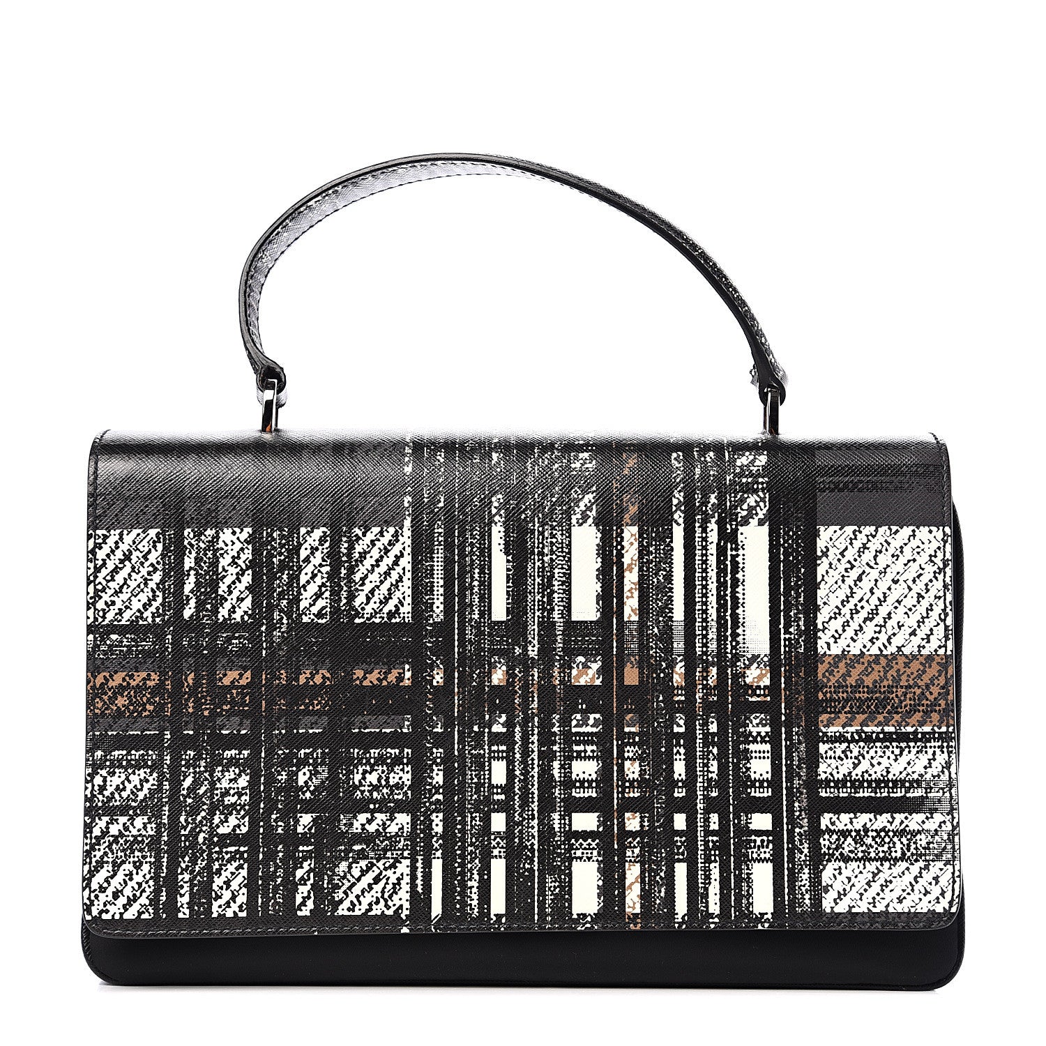 Prada Tessuto Nylon Saffiano Tartan Print Top Handle Bag Bianco 1 of 9