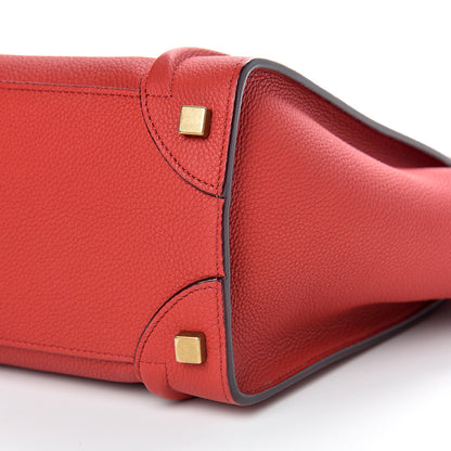 Celine Drummed Calfskin Micro Luggage Red 8 of 12