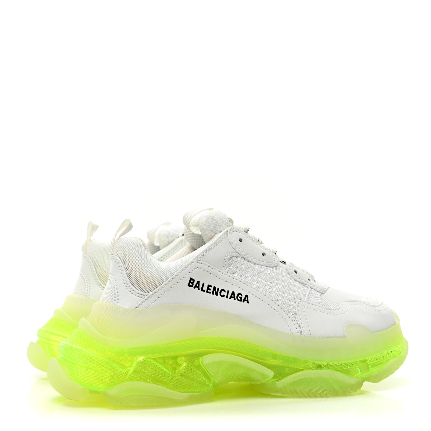 Fabric Mesh Clear Sole Fluo Womens Triple S Sneakers 38 White Fluo Yellow