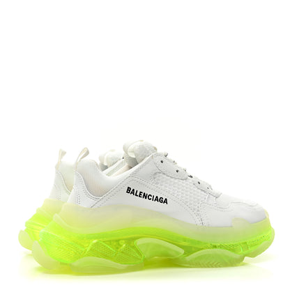 Balenciaga Fabric Mesh Clear Sole Fluo Womens Triple S Sneakers 38 White Fluo Yellow 5 of 9