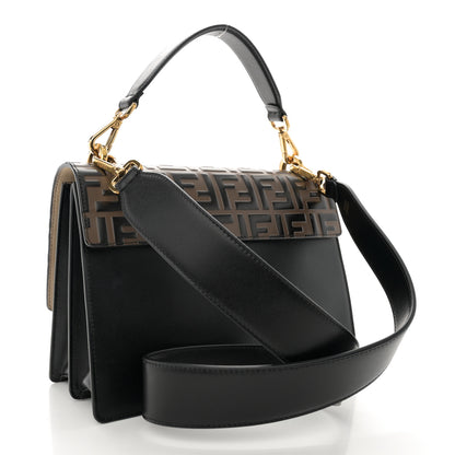 Fendi Vitello Liberty Bi-Color FF 1974 Embossed Kan U Shoulder Bag Black Maya 3 of 13