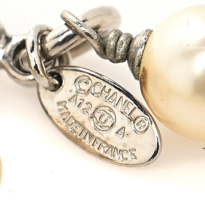 Chanel Graduated Pearl Crystal CC Long Necklace Silver 3 of 4