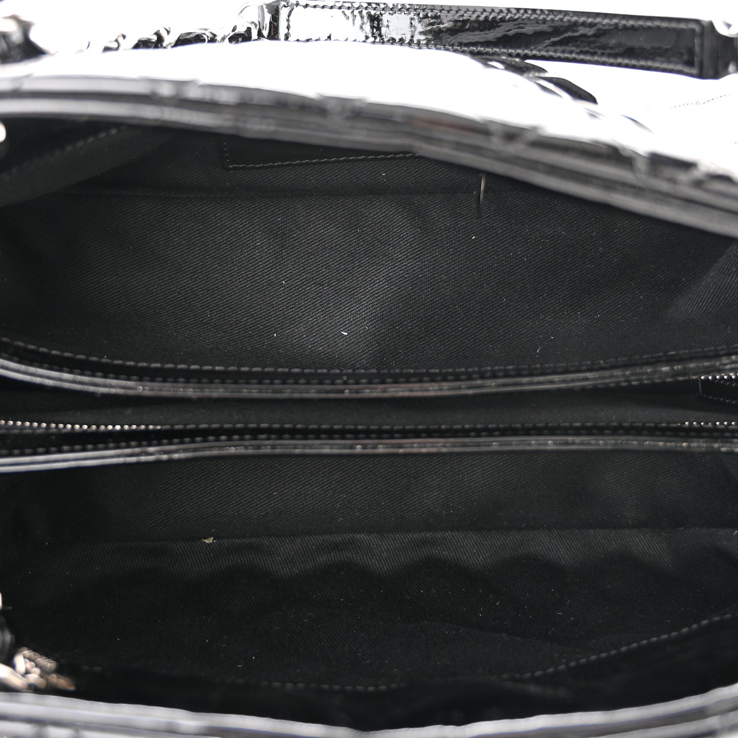 Patent Quilted Medium Just Mademoiselle Bowling Bag Black