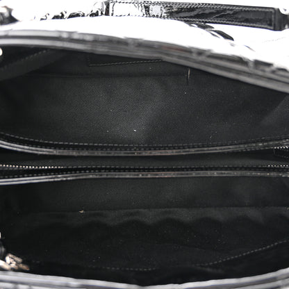 Chanel Patent Quilted Medium Just Mademoiselle Bowling Bag Black 5 of 10