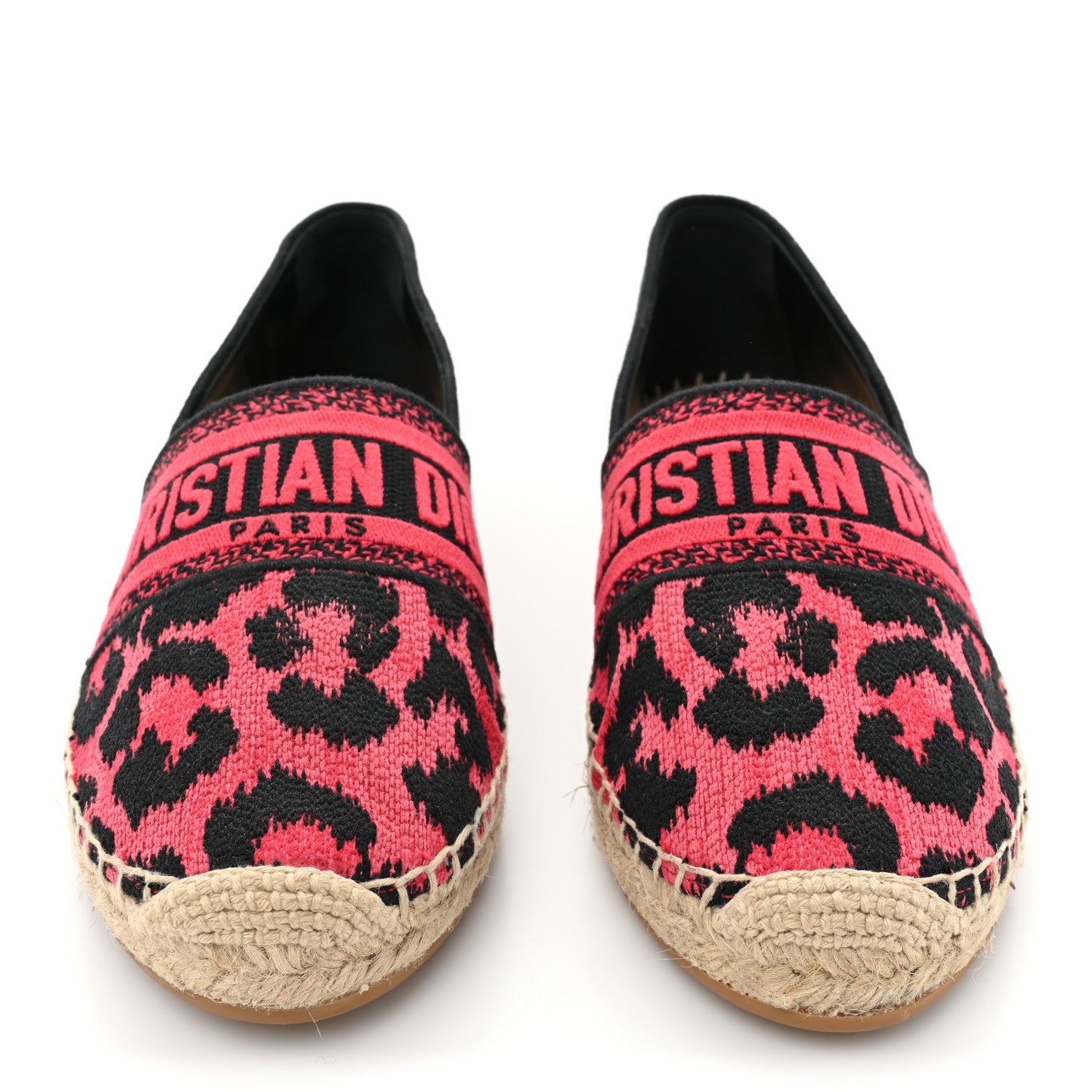 Christian Dior Cotton Embroidered Leopard Print Granville Espadrille 39 Red 2 of 10