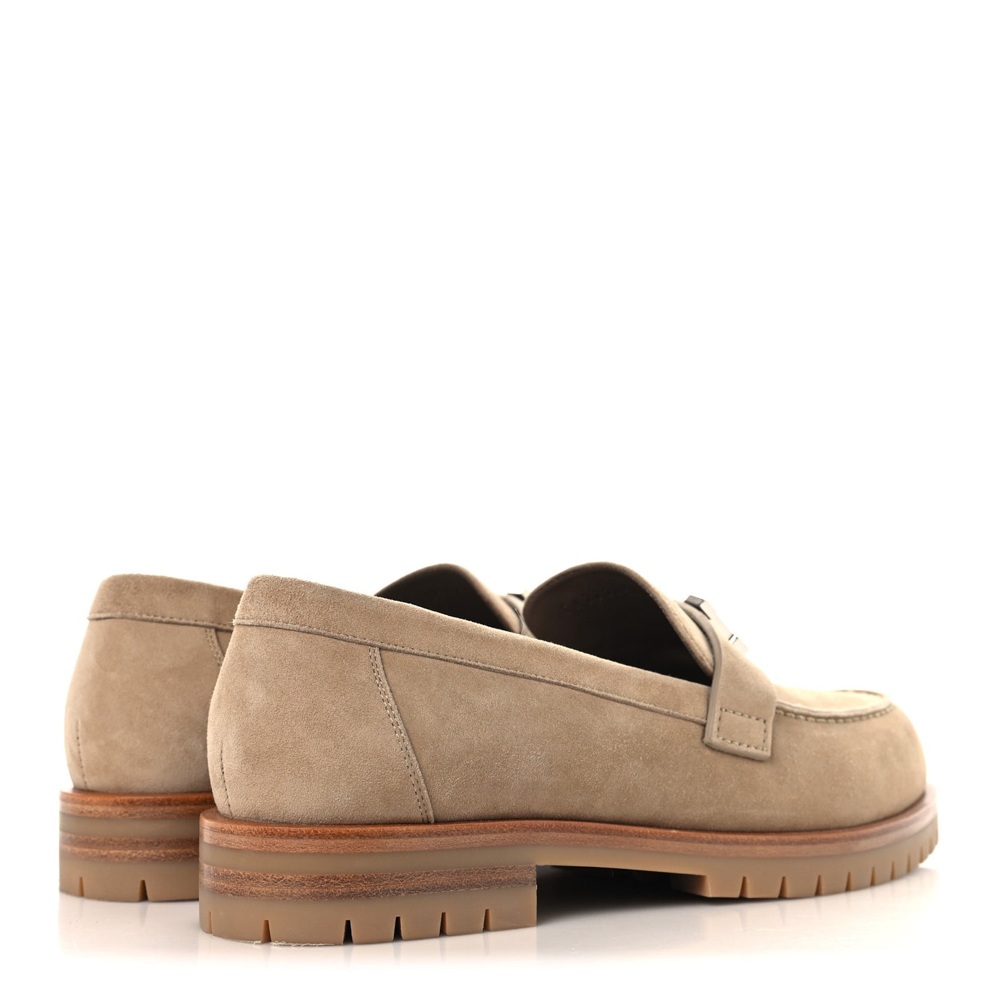 Suede Goatskin Womens Faubourg Loafers 38 Beige Argile