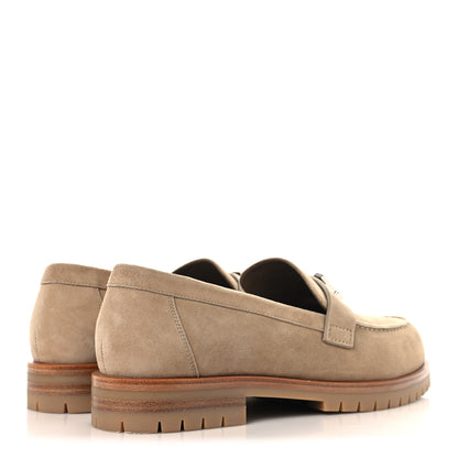 Hermes Suede Goatskin Womens Faubourg Loafers 38 Beige Argile 5 of 10