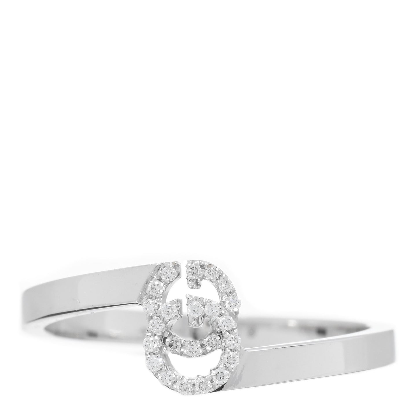 18K White Gold Diamond Running G Ring 54 6.75