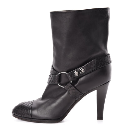 Chanel Calfskin Quilted Cap Toe Boots 40.5 Black 1 of 9