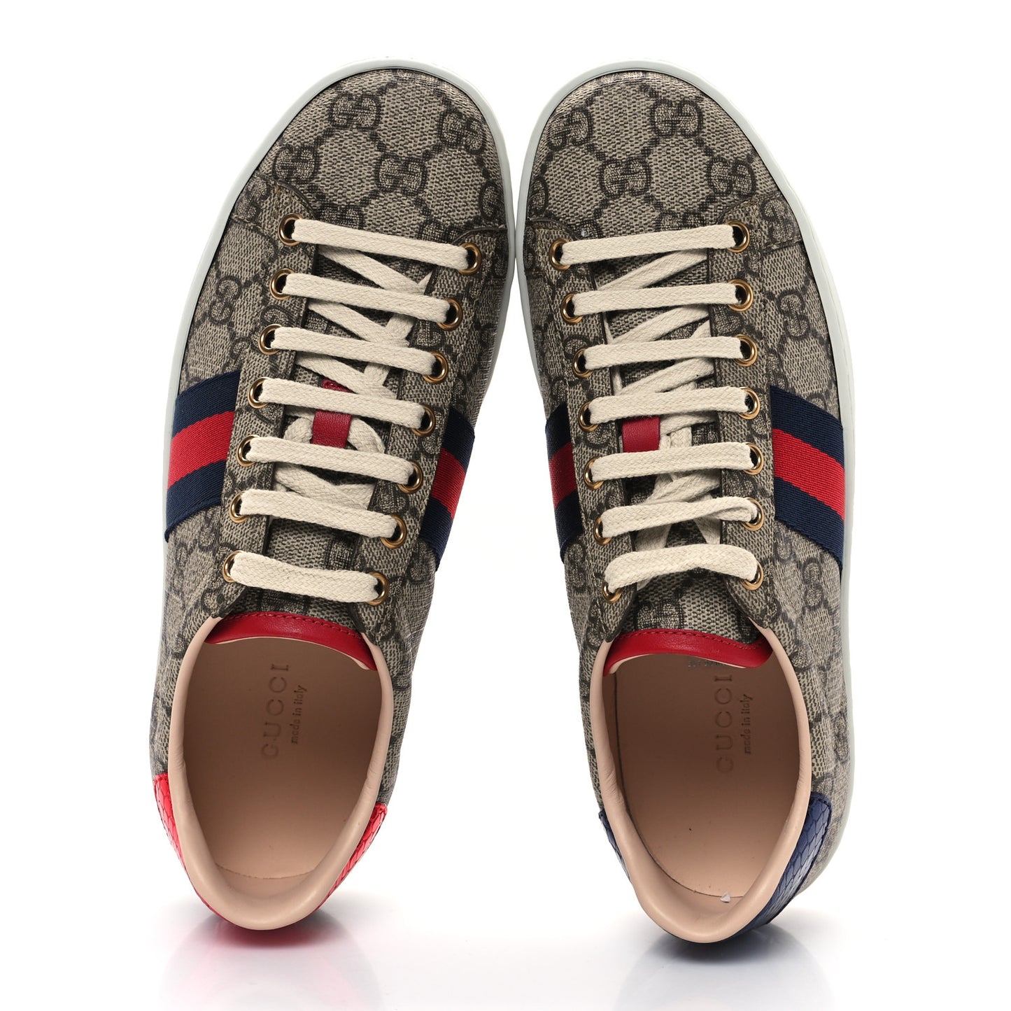 GG Supreme Monogram Womens Ace Low-Top Sneaker 35.5 Beige