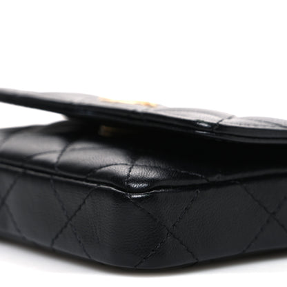 Chanel Lambskin Enamel Quilted Coco Hearts Clutch With Chain Black 11 of 11