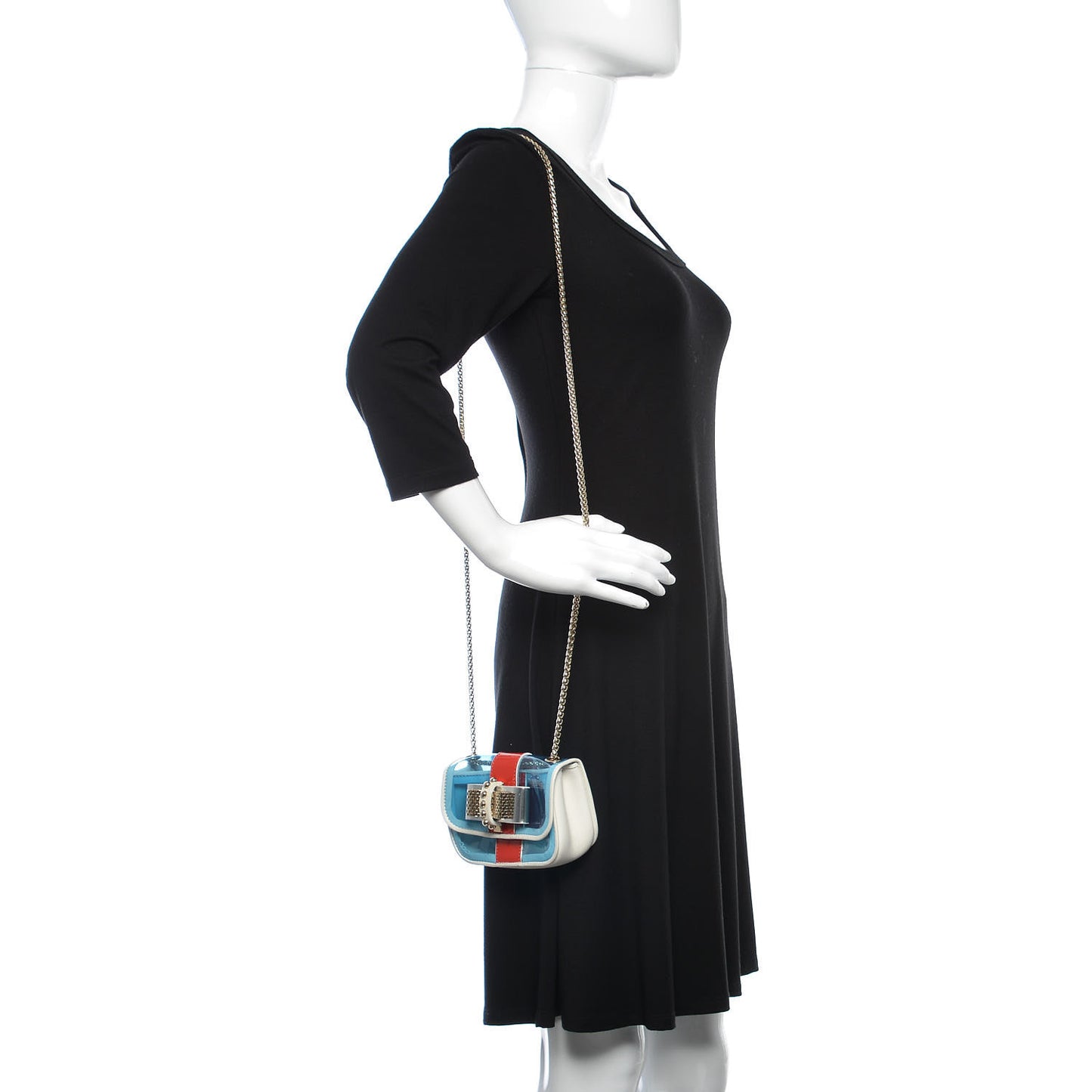 PVC Patent Spiked Sweety Charity Crossbody Bag Aquamarina Corazon