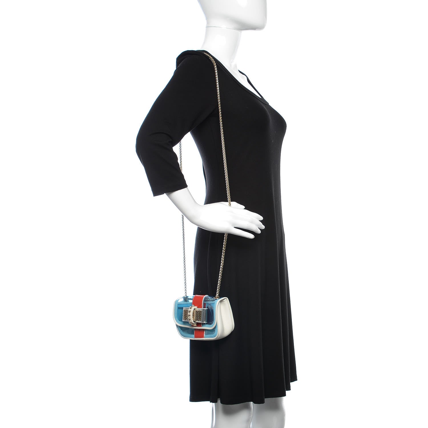 Christian Louboutin PVC Patent Spiked Sweety Charity Crossbody Bag Aquamarina Corazon 2 of 7