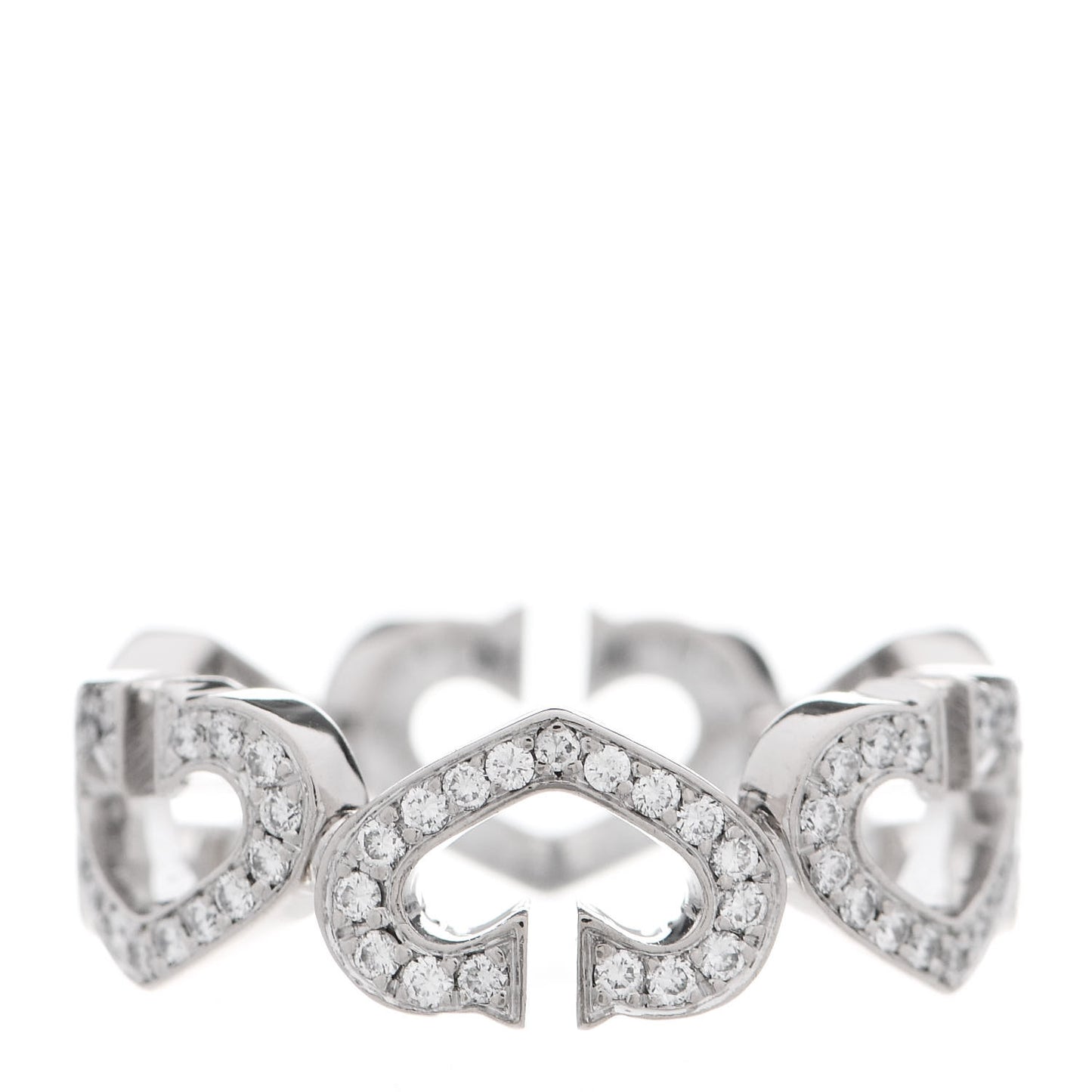 18K White Gold Diamond Hearts and Symbols Paved Ring 54 6.75