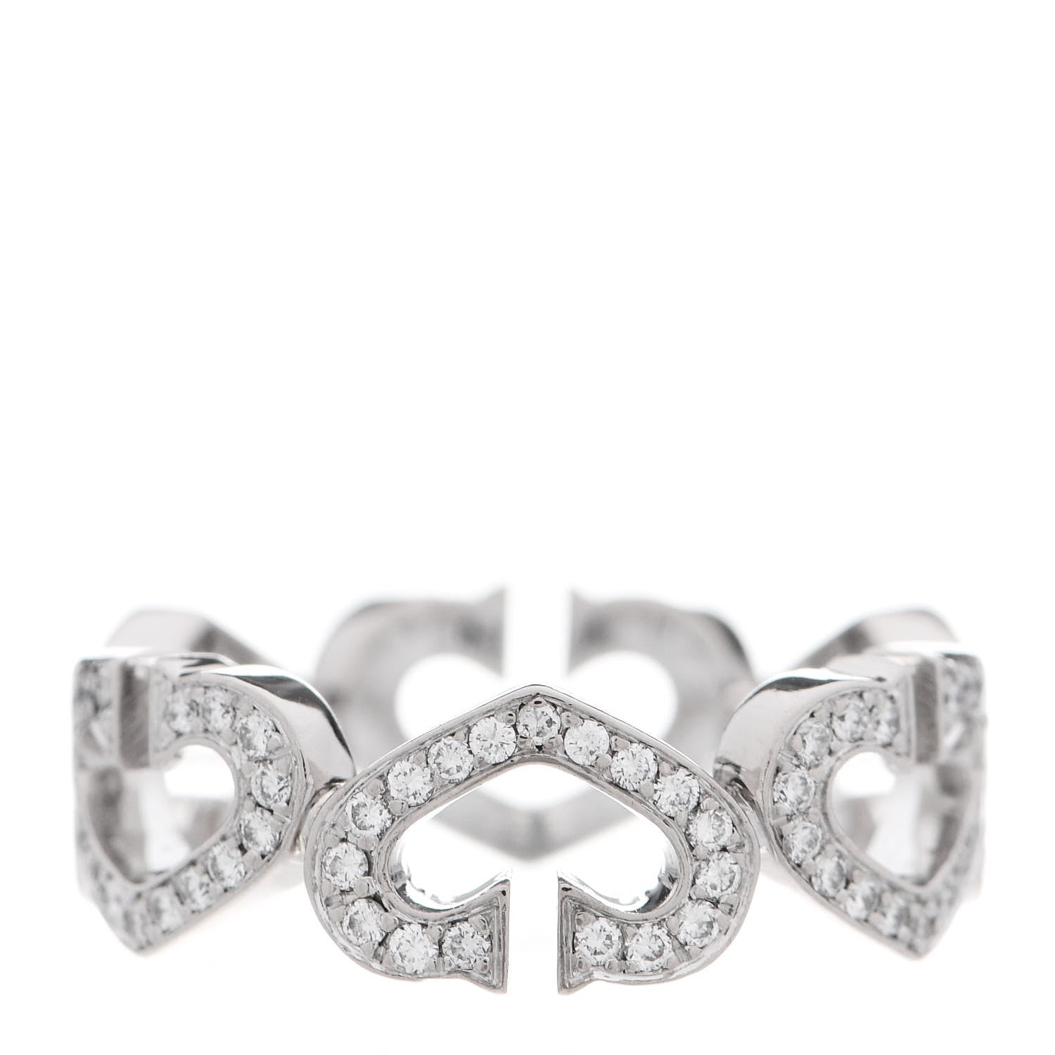 Cartier 18K White Gold Diamond Hearts and Symbols Paved Ring 54 6.75 3 of 6