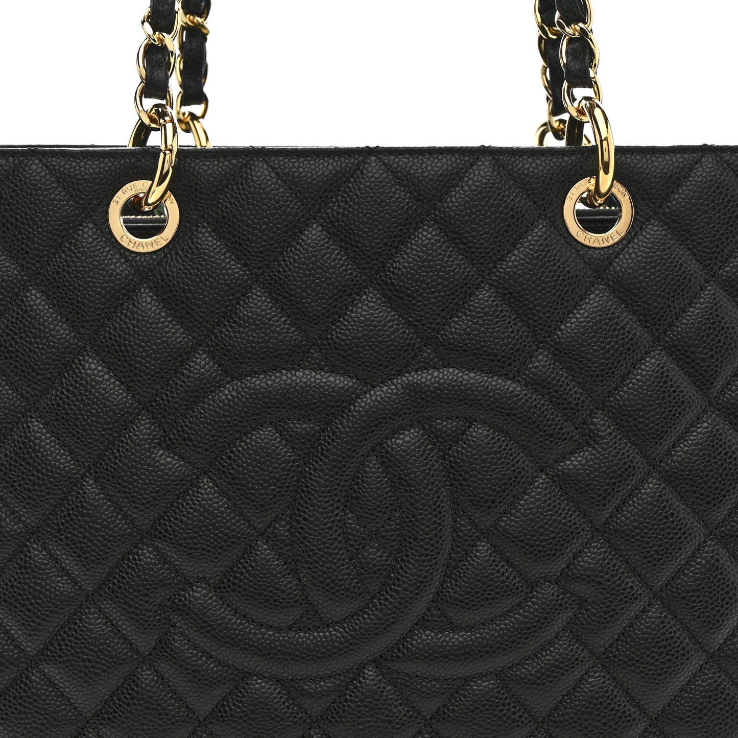 Caviar Quilted Grand Shopping Tote GST Black