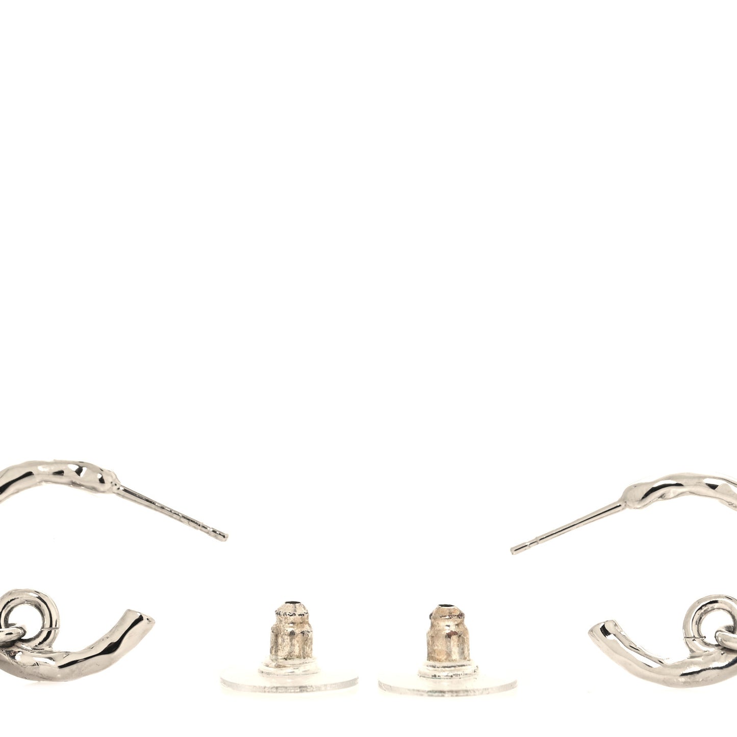 Pearl Crystal CC Heart Drop Earrings Silver