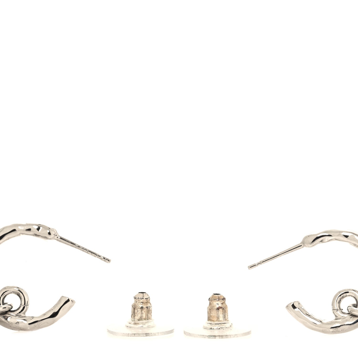 Chanel Pearl Crystal CC Heart Drop Earrings Silver 3 of 5