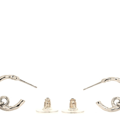 Chanel Pearl Crystal CC Heart Drop Earrings Silver 3 of 5