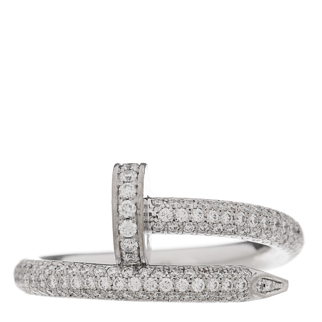 Cartier 18K White Gold Diamond Juste Un Clou Full Paved Ring 50 5.25 1 of 5