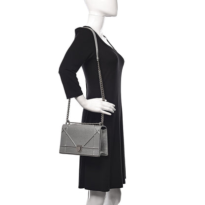 Christian Dior Metallic Patent Micro-Cannage Medium Diorama Flap Bag Silver 2 of 15