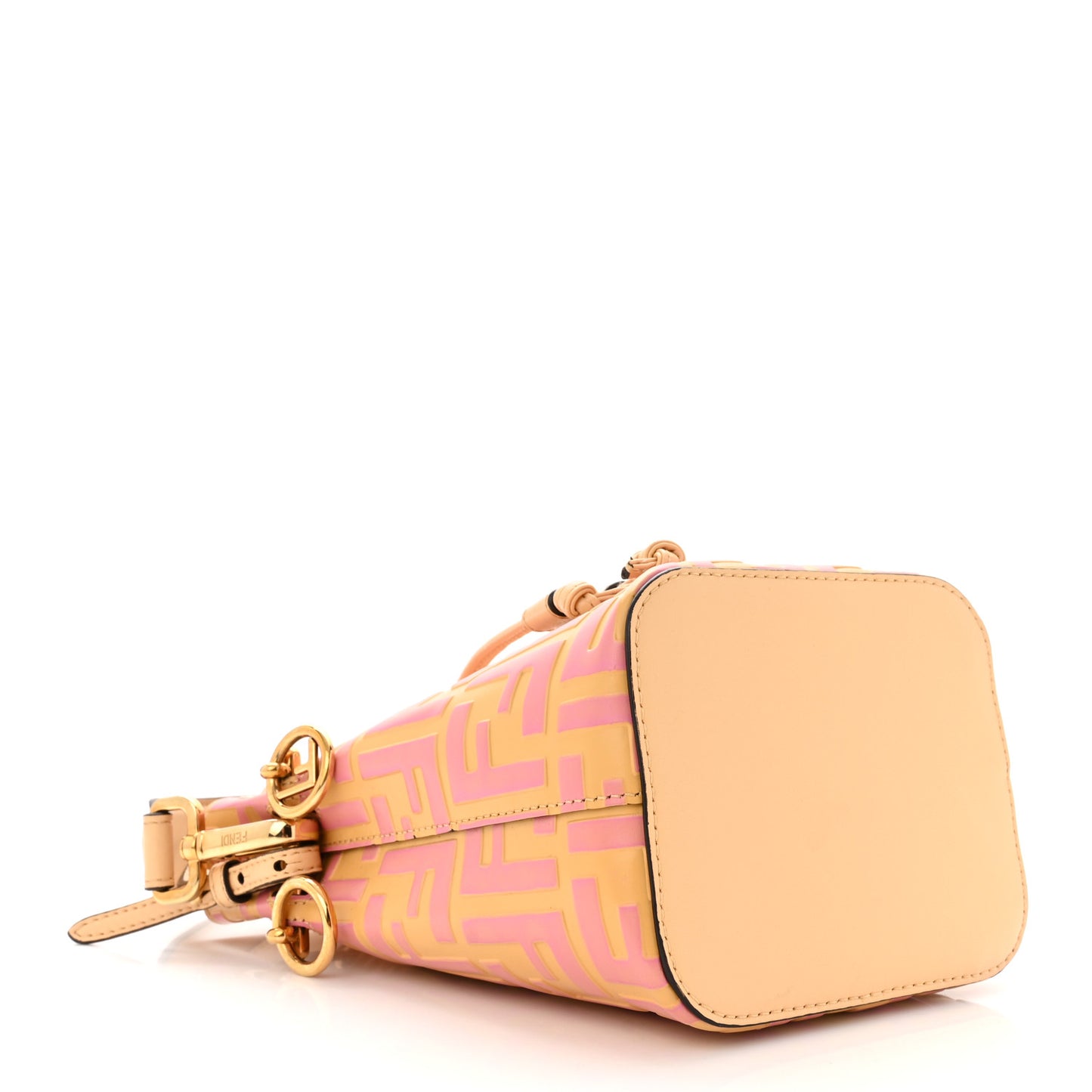 Vitello Liberty F is Fendi Bi-Color FF 1974 Embossed Mini Mon Tresor Bucket Bag Savana Lollypop