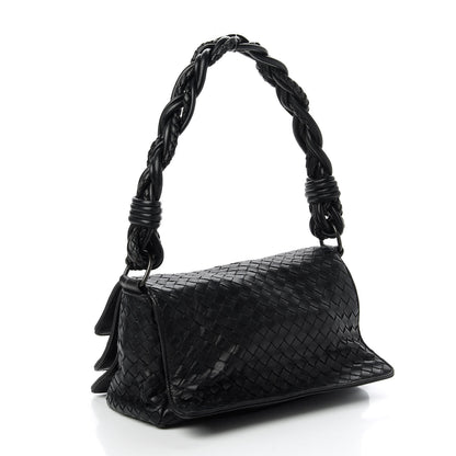 Bottega Veneta Nappa Intrecciato Braided Flap Shoulder Bag Black 3 of 10