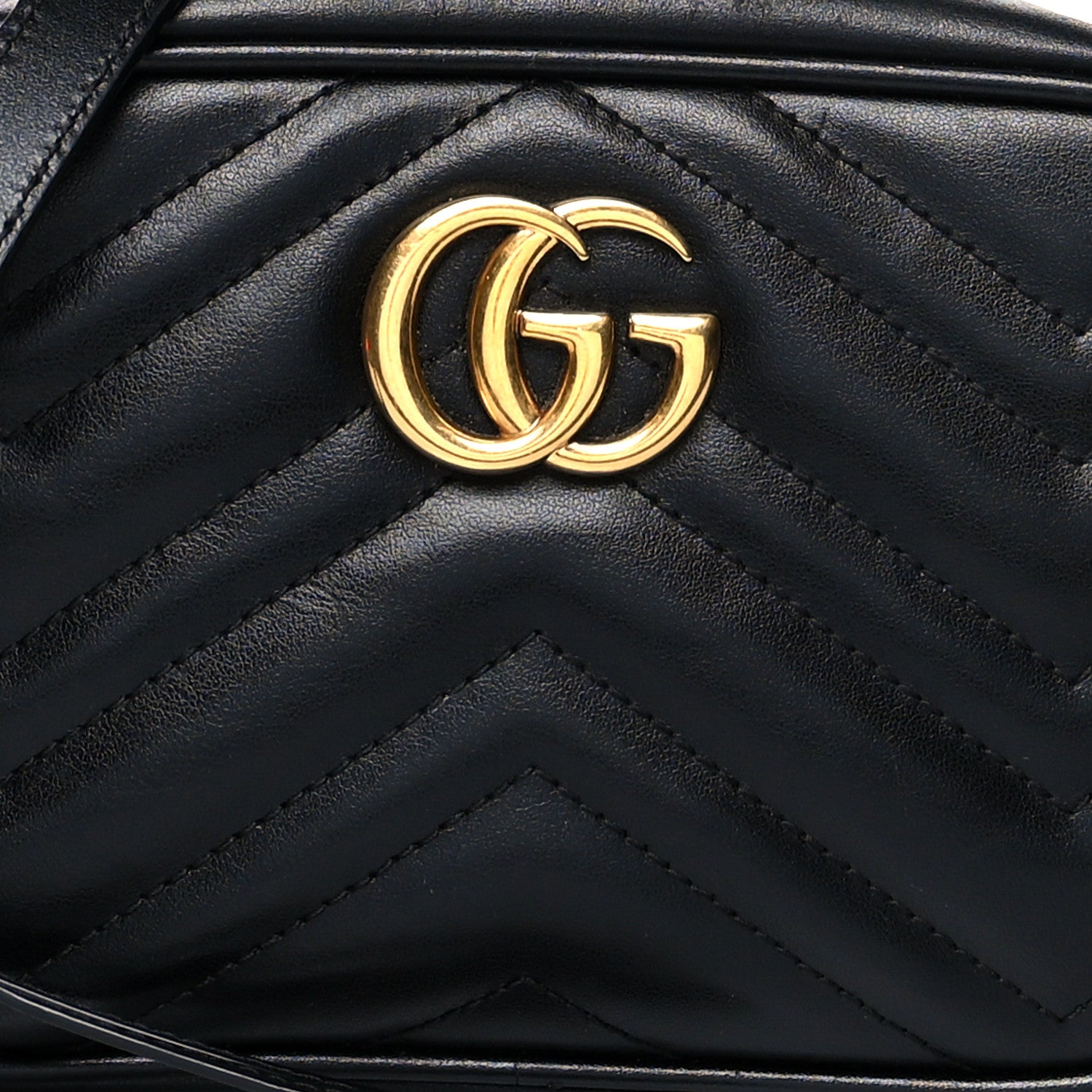 Gucci Calfskin Matelasse Mini GG Marmont Chain Shoulder Bag Black 9 of 12