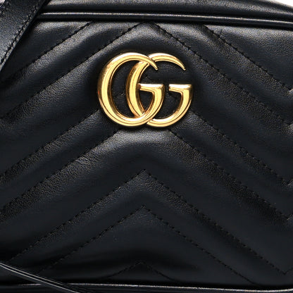 Gucci Calfskin Matelasse Mini GG Marmont Chain Shoulder Bag Black 9 of 12