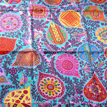 Hermes Silk Le Arbre De Vie Scarf 90 Turquoise 1 of 7