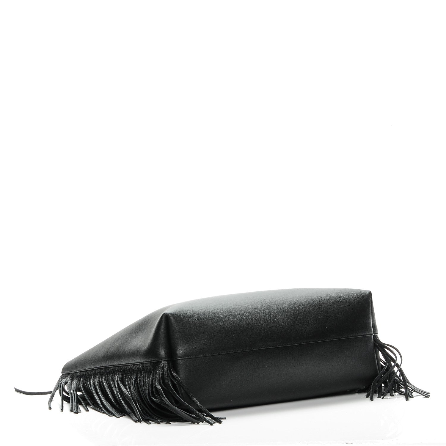 Saint Laurent Calfskin Large Fringe Shopping Tote Black 4 of 8