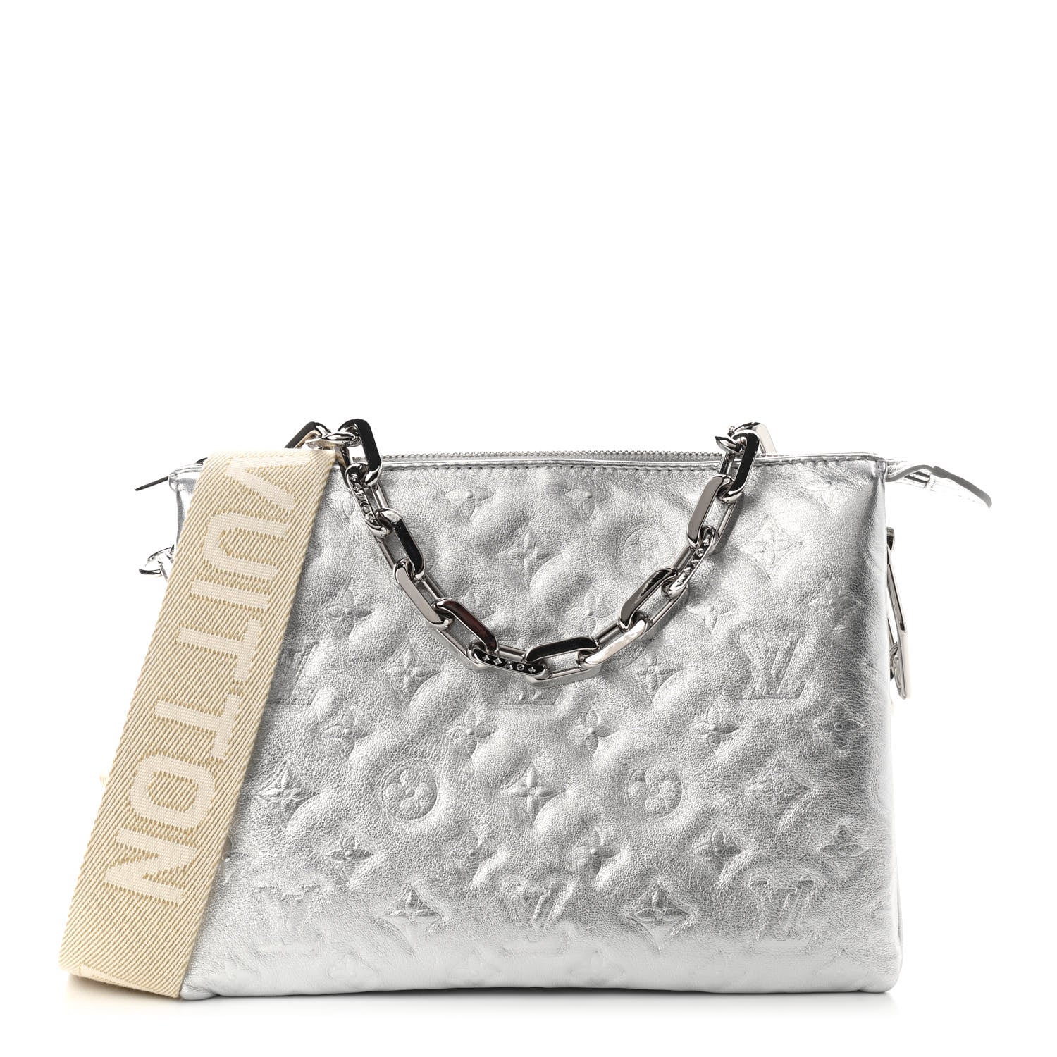 Louis Vuitton Metallic Lambskin Embossed Monogram Coussin PM Silver 1 of 8