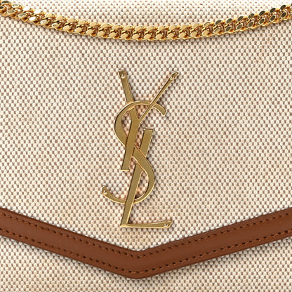 Saint Laurent Micro Raffia Monogram Uptown Chain Wallet Natural Hay Brick 9 of 13