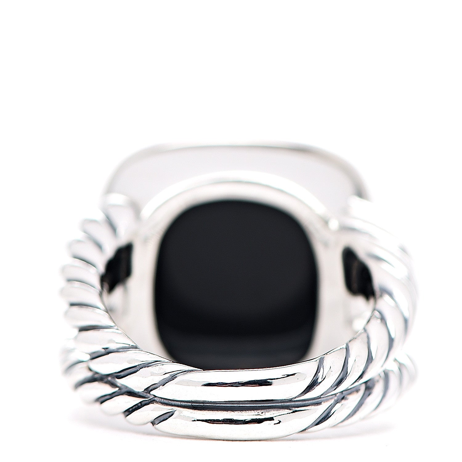 David Yurman Sterling Silver Diamond Black Onyx 14mm Albion Ring 55 7.25 3 of 4