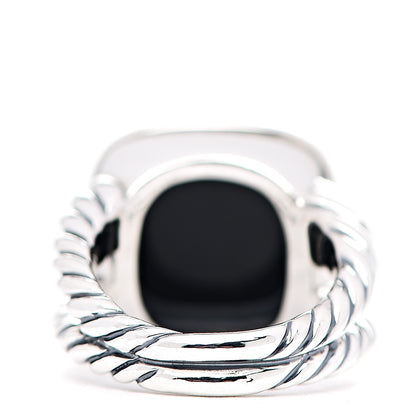 David Yurman Sterling Silver Diamond Black Onyx 14mm Albion Ring 55 7.25 3 of 4