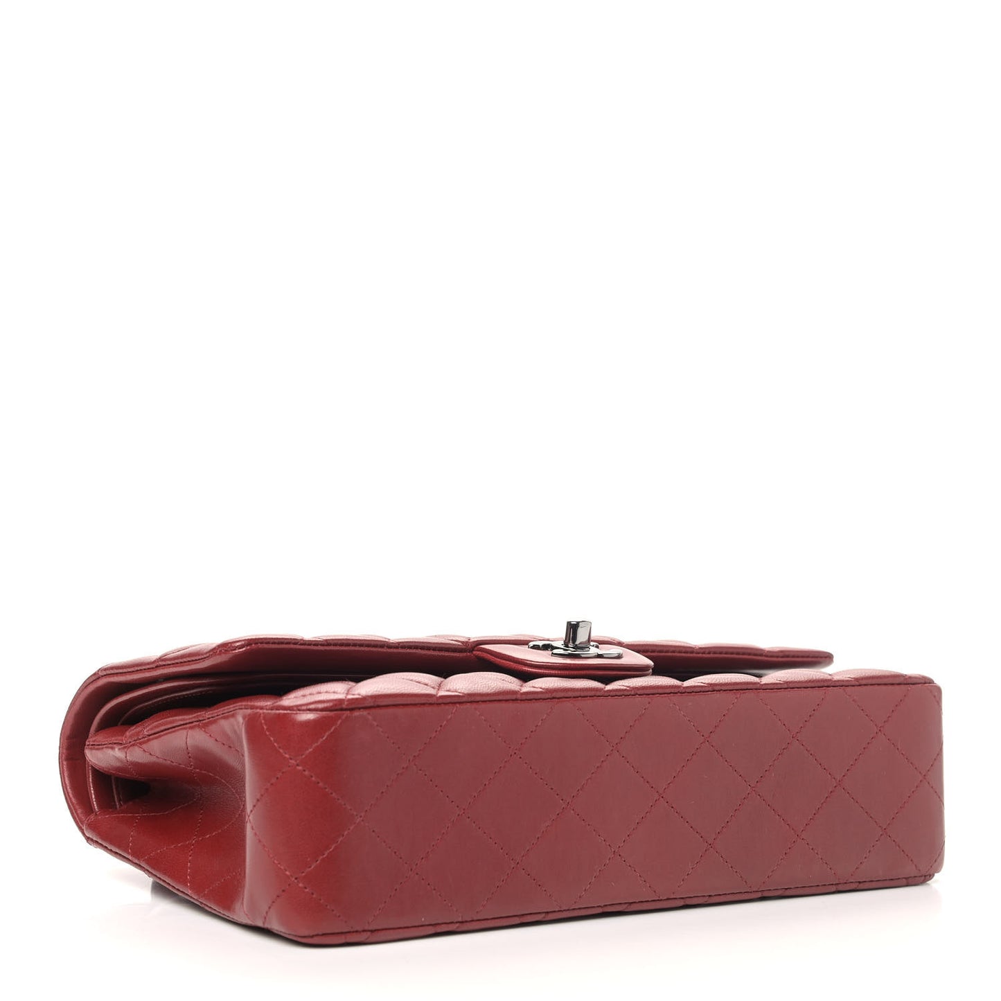 Lambskin Quilted Medium Double Flap Red