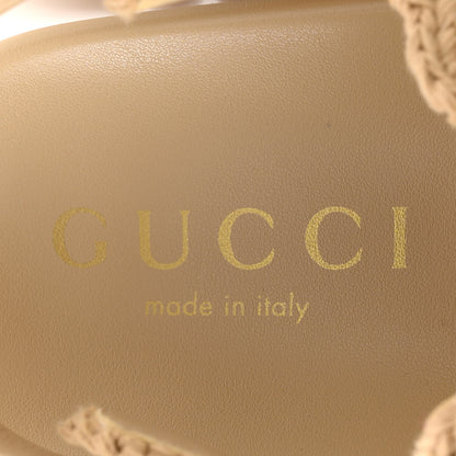 Gucci Raffia Cotton Crochet GG Sandals 37 Ecru Sandstorm 8 of 11