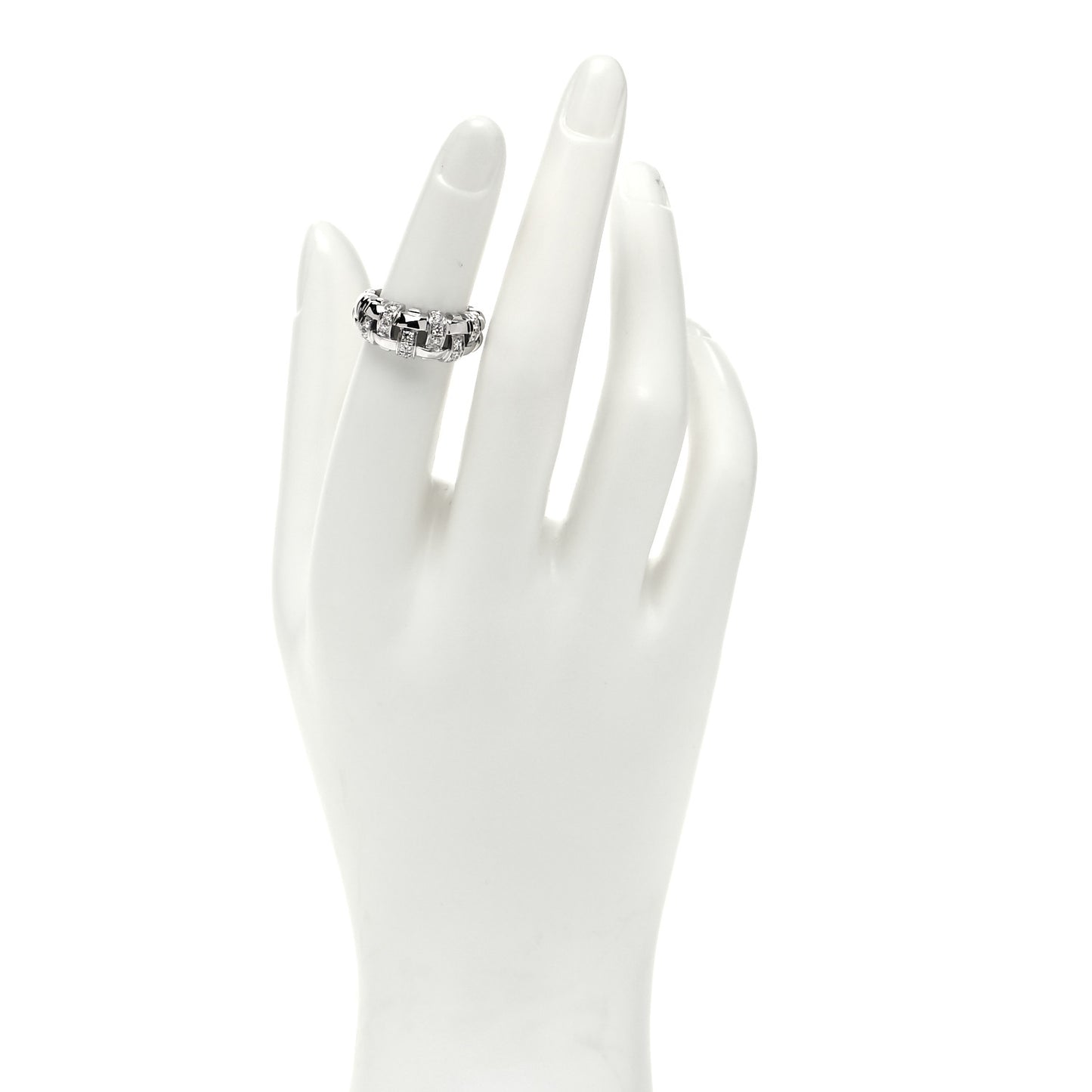 18K White Gold Diamond Vannerie Weave Ring 48 4.5