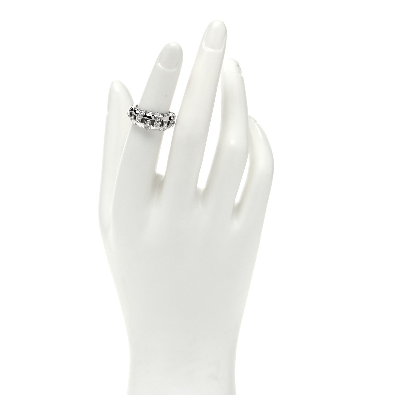 Tiffany 18K White Gold Diamond Vannerie Weave Ring 48 4.5 2 of 5
