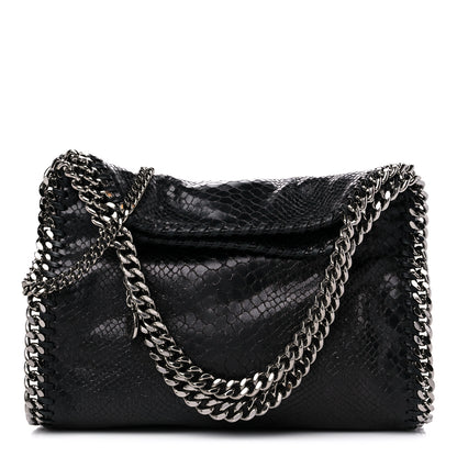 Stella McCartney Metallic Faux Snakeskin Small Falabella Fold Over Tote Black 1 of 7