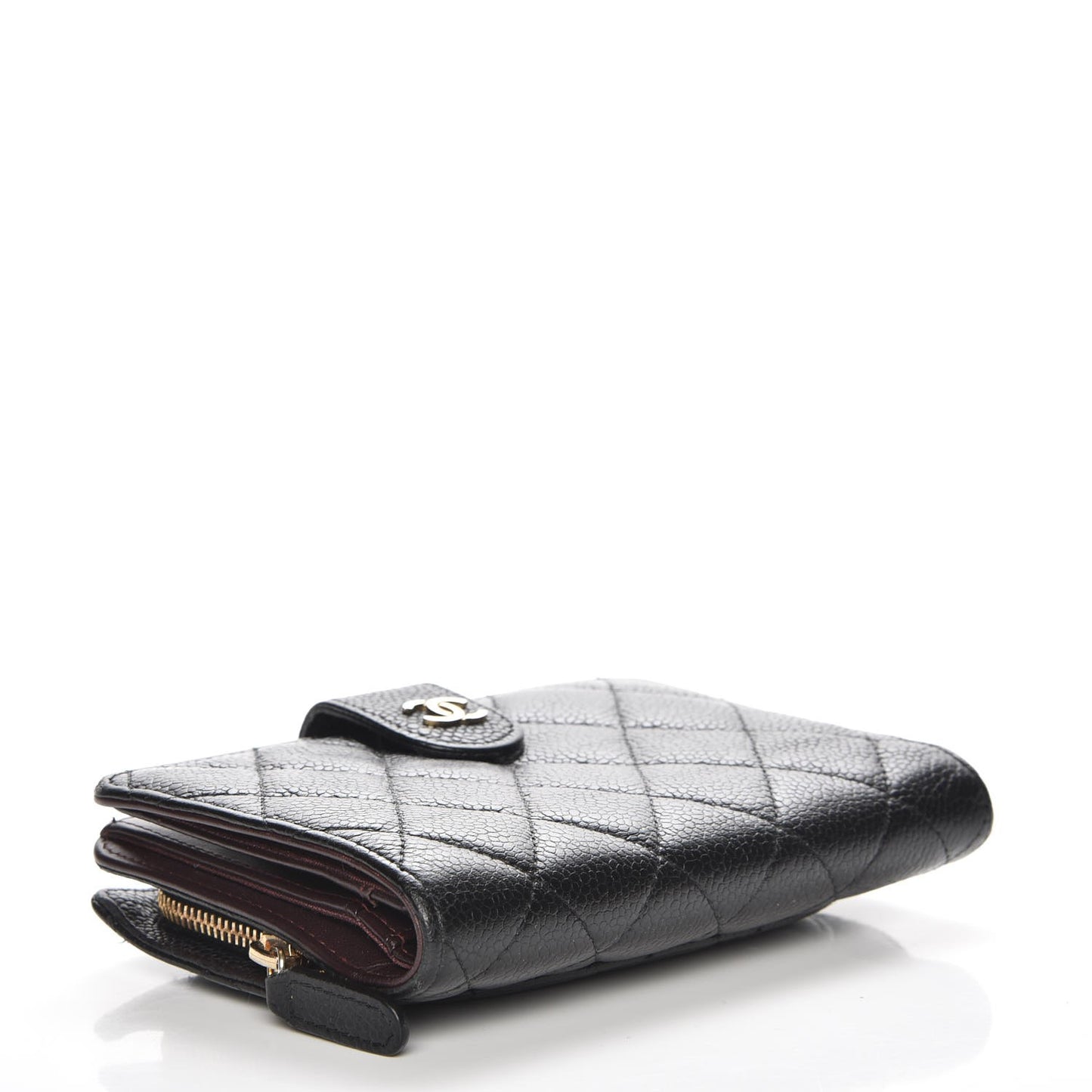 Caviar Quilted Zipped Pocket Wallet Black