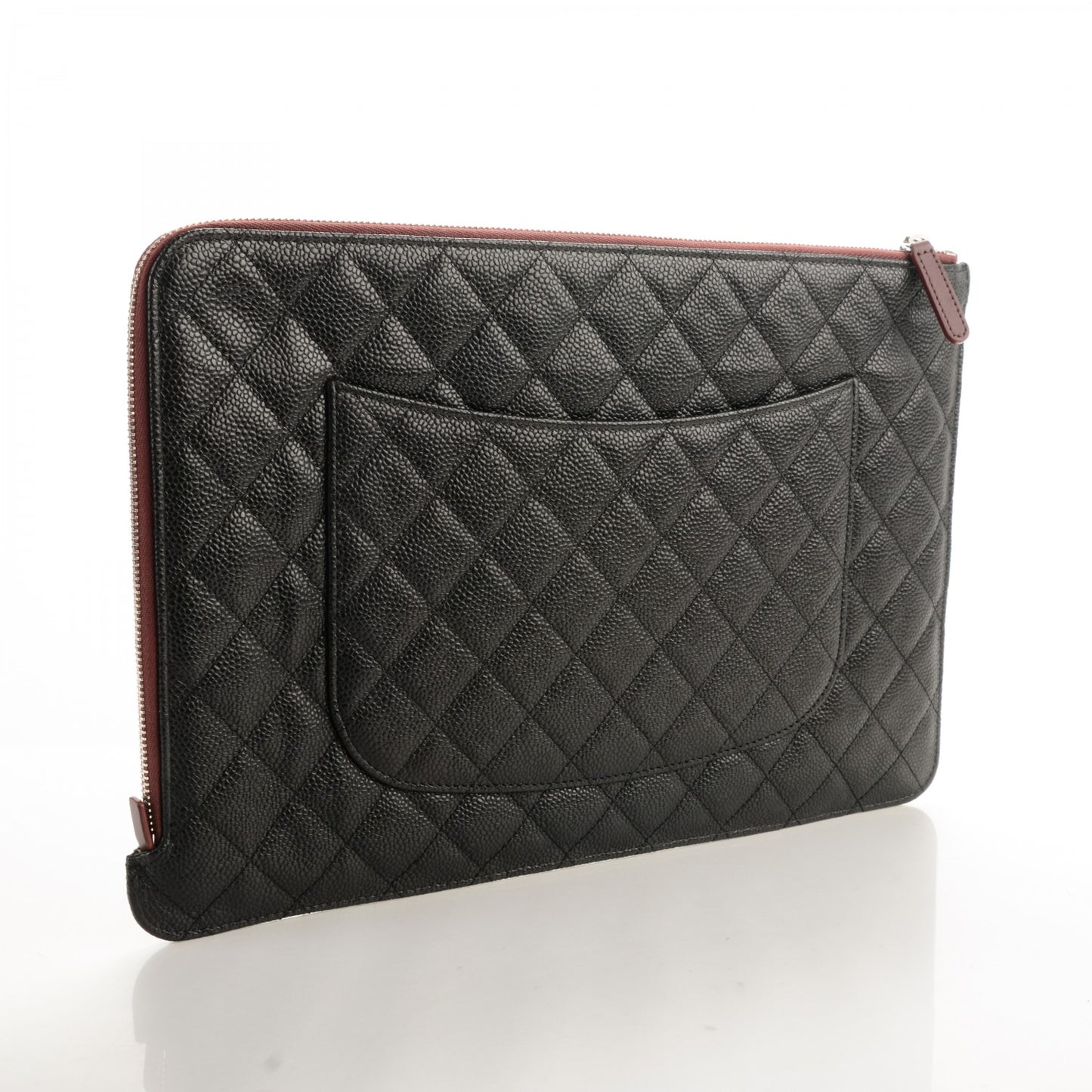Caviar Quilted Large Slide Pouch Black
