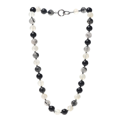 Tiffany Sterling Silver Black Onyx Tourmalinated Quartz Moonstone Bead Necklace 3 of 8