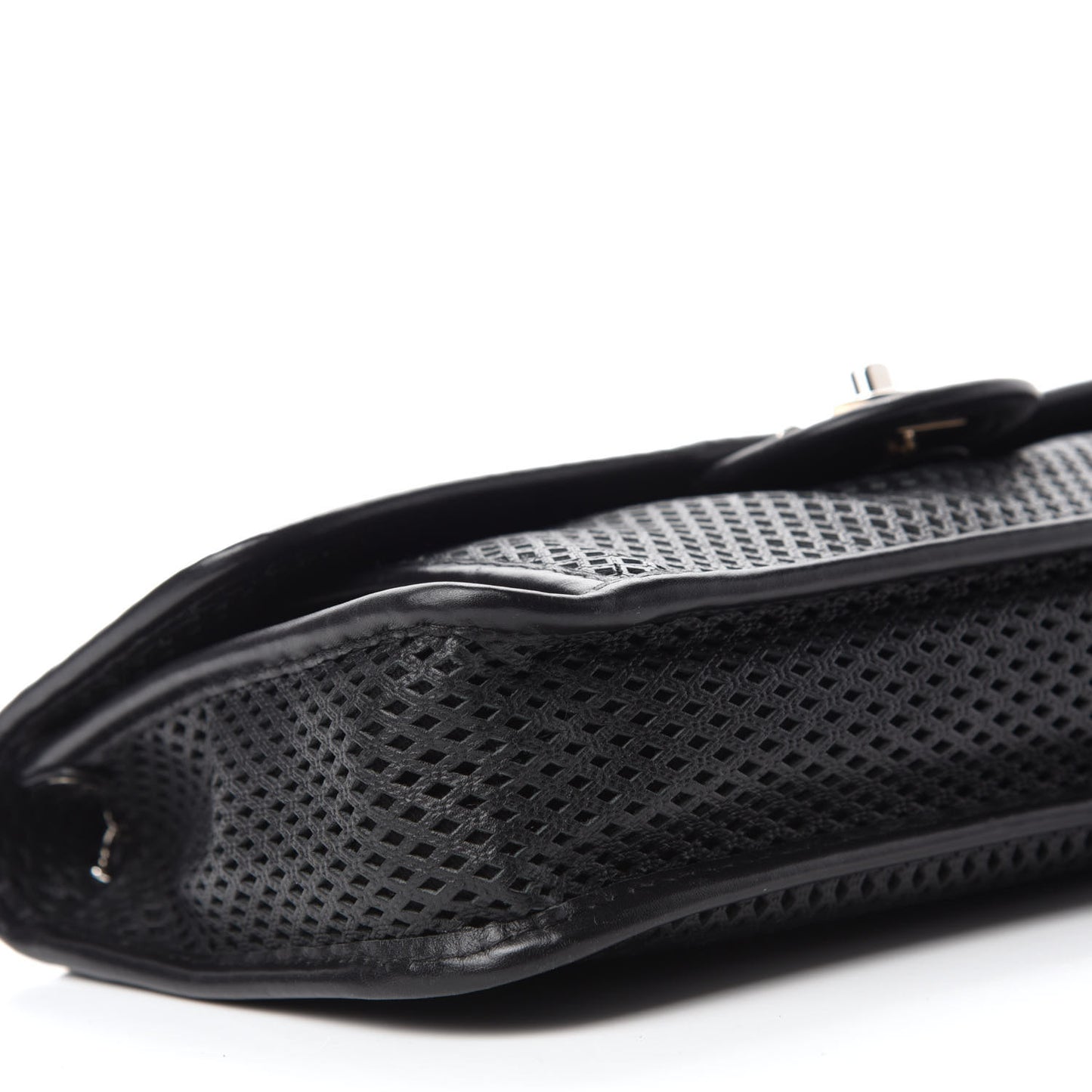 Perforated Calfskin Large Up In The Air Flap Black