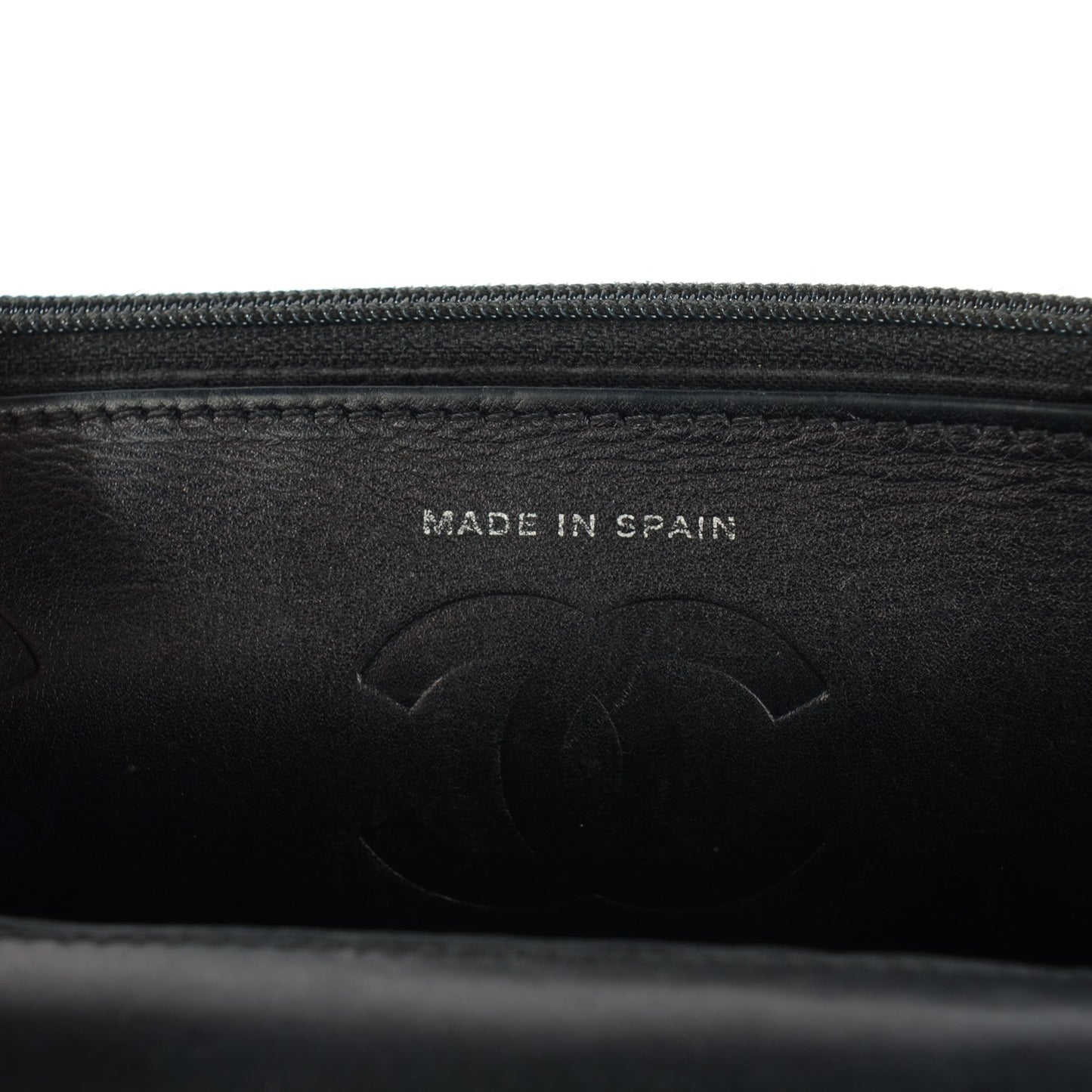 Calfskin Quilted Cambon Wallet On Chain WOC Black