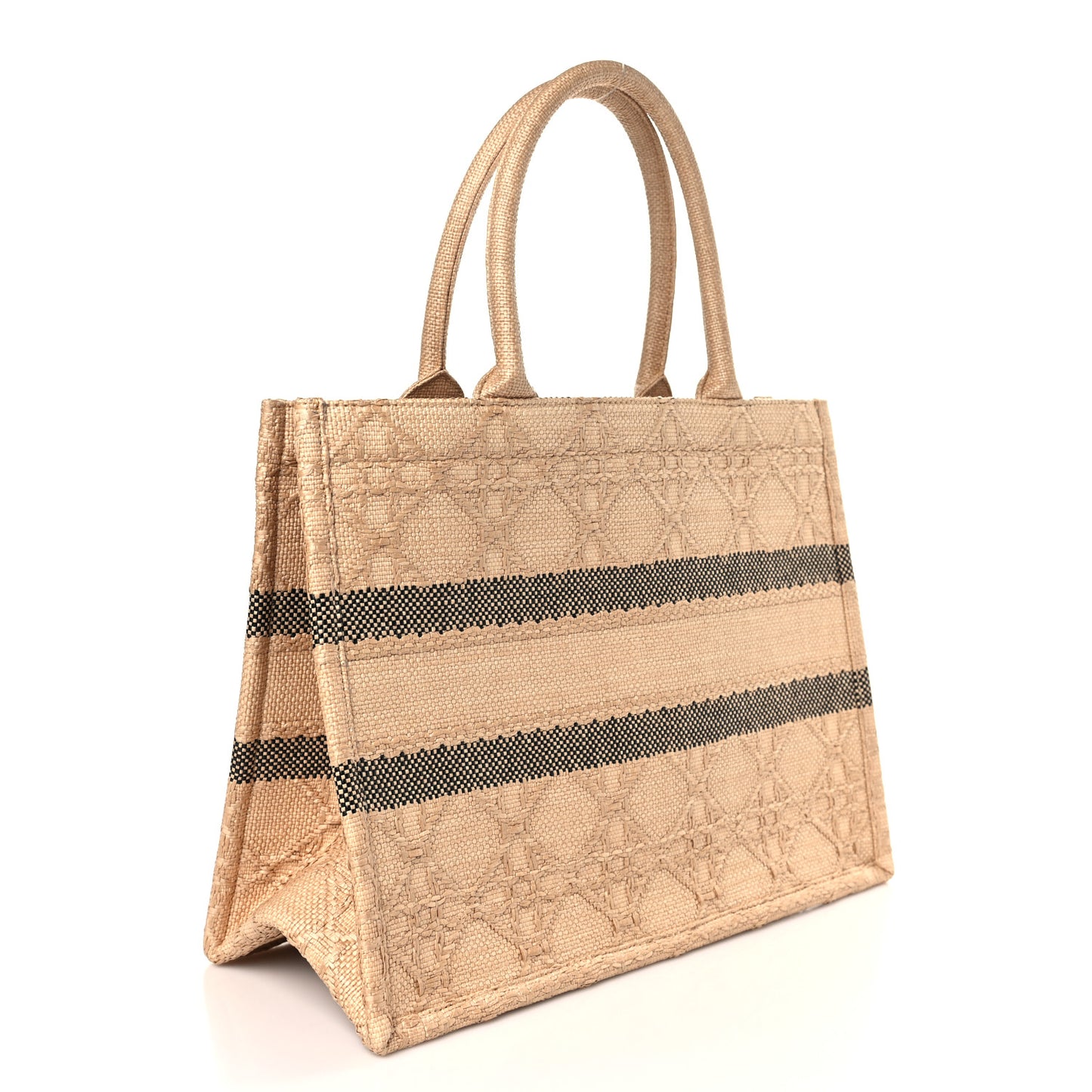 Raffia Cannage Medium Book Tote Natural